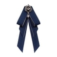 thumbnail image 3 of Segolike Bow Tie for Women Bowknot Necktie Elegant Ribbon Women Vintage College Style Solid Color Bowties Brooch Pin for Gift Suit Shirt Work Dark Blue, 3 of 8