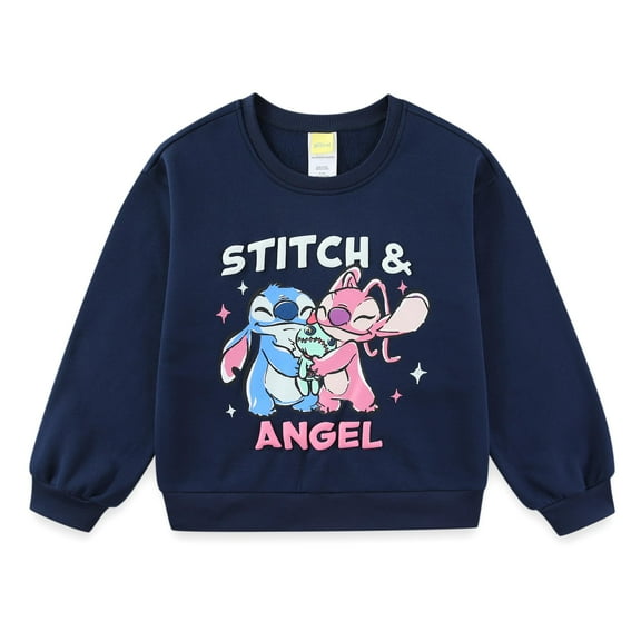 Disney Lilo & Stitch Angel Girls Crewneck Pullover Sweatshirt (Girls), Sizes 4-12
