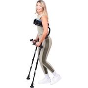 Ergobaum Dual(5' to 6'6'') Ergonomic Underarm Crutches (1 Pair) of Double-Function Shock Absorber Underarm Crutches with Arm Support (Black)
