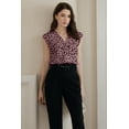 thumbnail image 2 of Camiseta sin mangas EVALESS para mujer, cuello en V, plisada, casual, leopardo L, 2 of 5