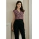 thumbnail image 2 of Camiseta sin mangas EVALESS para mujer, cuello en V, plisada, casual, leopardo L, 2 of 5
