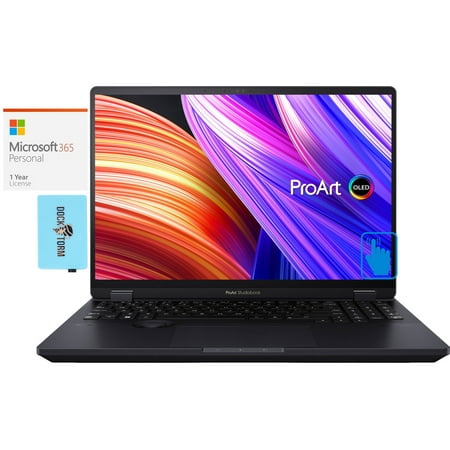 ASUS ProArt Studiobook 16 Workstation Laptop (Intel i9-13980HX 24-Core, 16.0in 120 Hz Touch 3.2K (3200x2000), Win 11 Home) with Microsoft 365 Personal , Dockztorm Hub