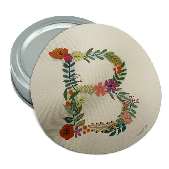 Letter B Floral Monogram Initial Round Rubber Non-Slip Jar Gripper Lid Opener