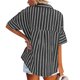 thumbnail image 4 of Qarigey Camisa de mujer Media manga a rayas Blusa con bolsillos Camisa de media manga a rayas Botón con cuello en V Top Prendas para la parte del cuerpo negro M, 4 of 6