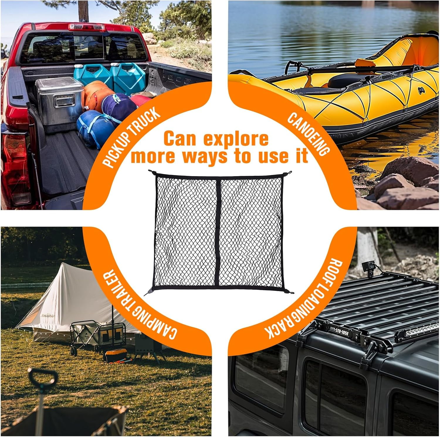 Heavy-Duty Bungee Cargo Net for Pickup Trucks – Stretchable Mesh Load Securer, Universal Fit, Prevents Shifting, Durable & Easy to Use