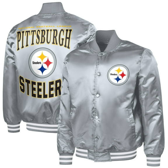 Men's G-III Sports by Carl Banks  Gray Pittsburgh Steelers Adaptive Full-Snap Varsity Jacket