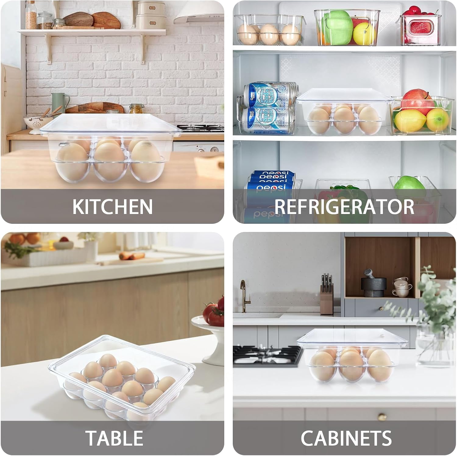 Egg Holder for Refrigerator,12 Eggs Container for Refrigerator,Egg Dispenser&Egg Storage Box for Fridge,Clear Plastic Egg Storage Container