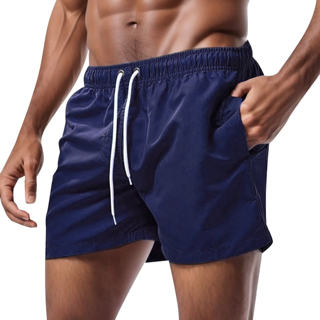 TIWEKE Men's Board Shorts,Men's Solid Men's Board Shorts,Mens Bathing Suits Navy,M