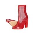 thumbnail image 4 of Women Pointy Toe Mesh Chunky Heeled Ankle Boots 18919, 4 of 6
