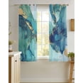 thumbnail image 4 of Ombre Turquoise Marble Sheer Curtains 45 Inch Length 2 Panels Set for Living Room/Bedroom, Modern Minimalist Art Gradient Kitchen Curtains Grommet Semi-Sheer Curtains Window Treatments 42"x45"x2, 4 of 7