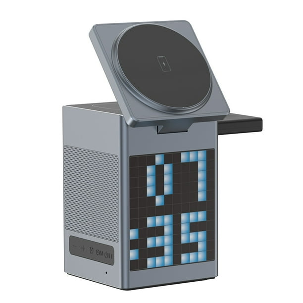 Soporte cargador inalámbrico magnético 6 en 1 con altavoz y despertador para teléfonos MagSafe, AirPods Pro y iWatch