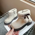 thumbnail image 2 of NAISIBABY Girls Ankle Boots with Pom, Faux Fur Lined Non-Slip Low Heels Side Zipper Winter Mid Calf Princess Shoes White 13.5(Little Kids), 2 of 9