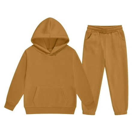 

Kopltyrfg Girls Boys Tracksuit Pullover Hoodie Jogging Pants Set 2 Pieces Sweatsuit for Kids Fashion Sweatshirt Set Brown 120