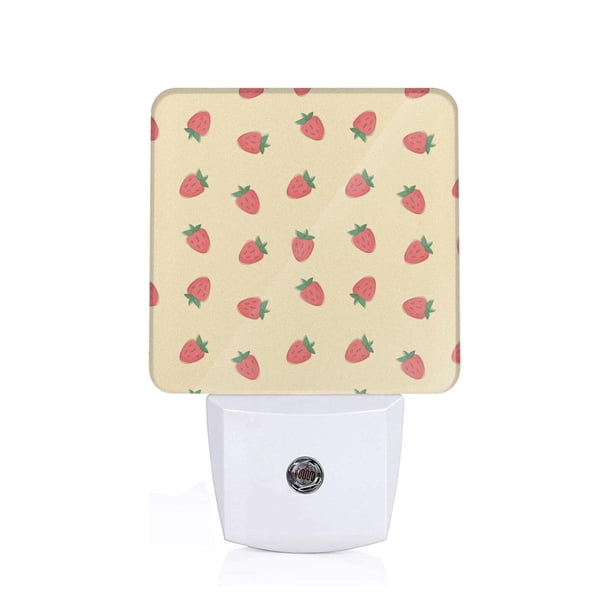 Balery Strawberries Luz Nocturna LED con Sensor Automático, Enchufe con Sensor Crepuscular, Luz Suave de 0.5W para Dormitorio, Pasillo, Baño-US