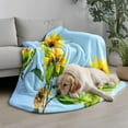 thumbnail image 3 of Bed Blanket Hot Sale Sunflower Printed Ligtweight Flannel Blanket Warm Plush，60×80inch, 3 of 5