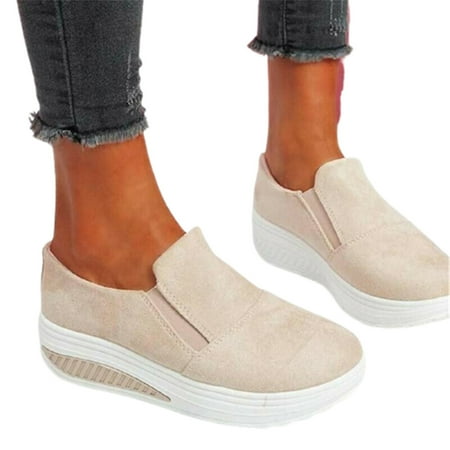 

Women s Thick Platform Heeled Shoes PU Suede Loafers Casual Cushioning Slip on for Daily Women s Thick Platform Shoes 35-43 Solid Color Heeled PU Suede Loafers Casual Cushioning Slip on 37 Beige