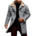 thumbnail image 4 of Men's Winter Lapel Cargo Military Trucker Work Long Fleece-Lined Cotton Jacket Coat Color:Grey Size:L, 4 of 7
