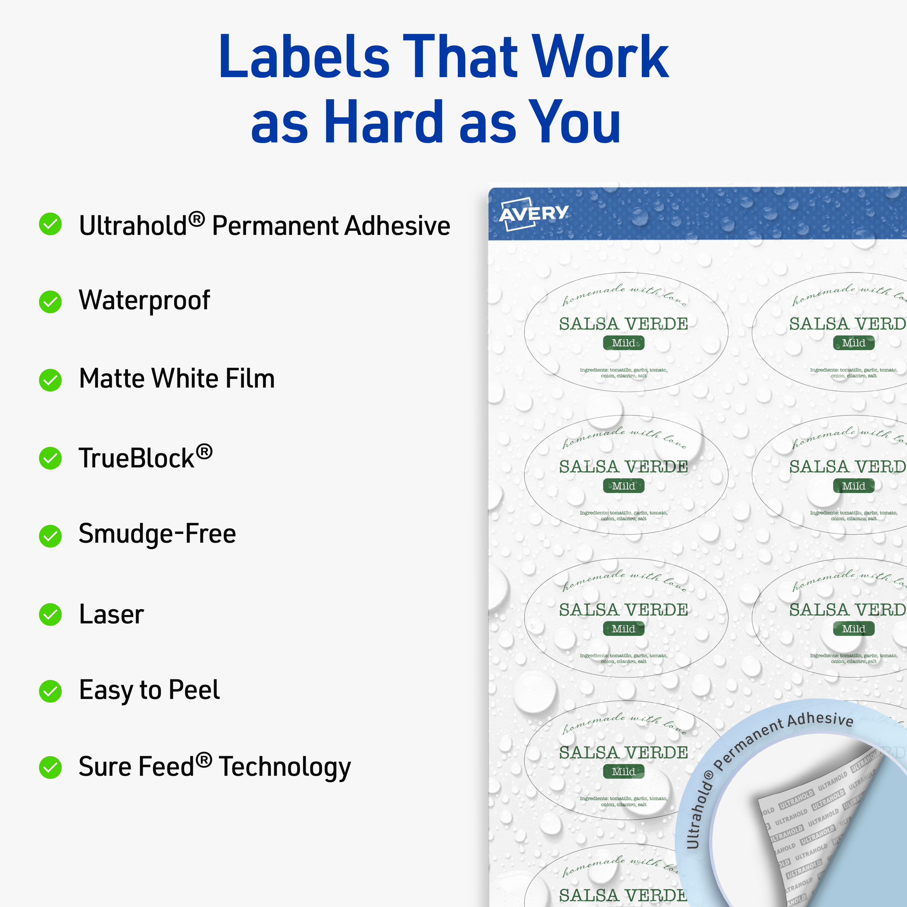 Avery Waterproof Oval Labels, 1.5" x 2.5", 900 Total