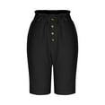 thumbnail image 6 of Blmnix Bermuda Shorts Women Shorts Pleated Linen Shorts Short High Black Womens Shorts Casual,S, 6 of 7