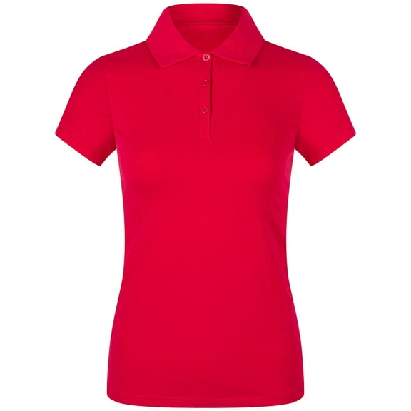 2Luver, Women's, Short Sleeve 3 Button Collared Polo Shirt, Red, M
