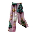 thumbnail image 2 of SonxaHe Little Girl' Homewear Pants Christmas Cartoon Flannel Warm Pants Child Soft Fleece Thermal Winter Sleepwear Pants Pink,Sized 6-7, 2 of 4