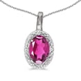 thumbnail image 1 of 10k White Gold Oval Pink Topaz And Diamond Pendant with 18" Chain, 1 of 3