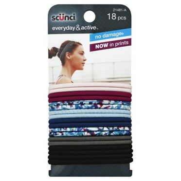 scünci No Damage Elastic Hair Ties - Black - Fine Hair - 2mm - 34pcs