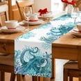thumbnail image 5 of Ocean Green Octopus Table Runner - 90 Inch Long Coastal Coral Beach Nautical Starfish Cotton and Linen Blended Dress Scarves Farmhouse Table Runner for Kitchen Dining, Coffee Table, 13" x 90", 5 of 8
