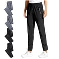 thumbnail image 7 of Men's Stretch Active Pants Casual Stylish Drawstring Pants Outdoor Lightweight Comfy Travel Hiking Work Pants with Zipper Pockets Black 4XL, 7 of 7