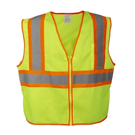 

10-Pack of Cordova VZ251PS Type R Class II Lime Mesh Vest Zipper Closure Two-Tone Contrasting Trim/Reflective Tape Inside Lower Pocket Small