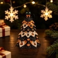 thumbnail image 4 of DIY Halloween Fabric Tree with Black Cat Topper, Orange & Black Tiered Patchwork Design, Spooky Kitten Tabletop Centerpiece for Home Office Decor, Cat Style, 1 Count, 4 of 8