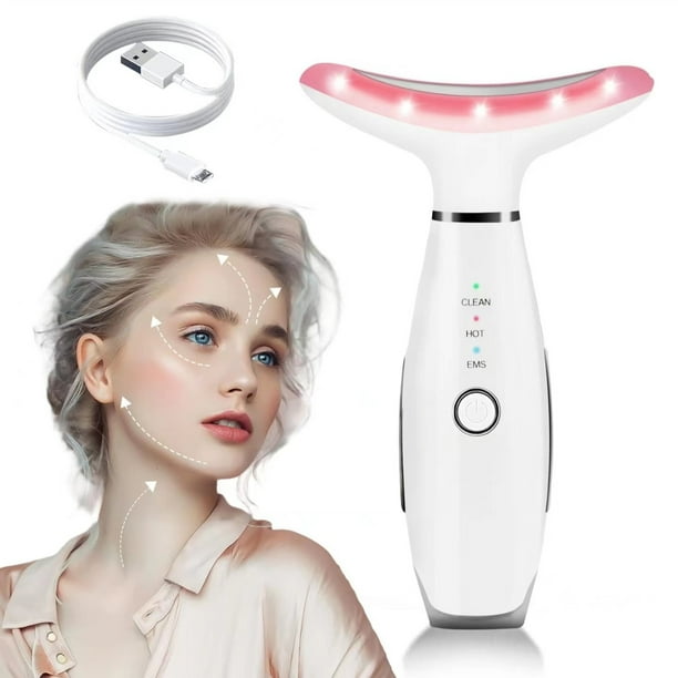 Instrumento de belleza para el cuello con microcorriente, instrumento de rejuvenecimiento con luz de color, instrumento de belleza para masaje facial en V, instrumento para rostro fino