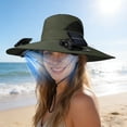 thumbnail image 3 of Summer Fisherman Hat With Solar Fan,Outdoor Wide Brim Sun Hat with Built-in Fan,Quick-Dry Bucket Fishing Beach Hat,USB Charging Strong Wind Charging Fan for Men Women, 3 of 5