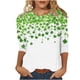 thumbnail image 2 of Ounisa St. Patrick's Day Sweatshirt for Women Clover Graphic T-Shirts Patty's Day Color 3/4 Sleeve Tee Tops, 2 of 5