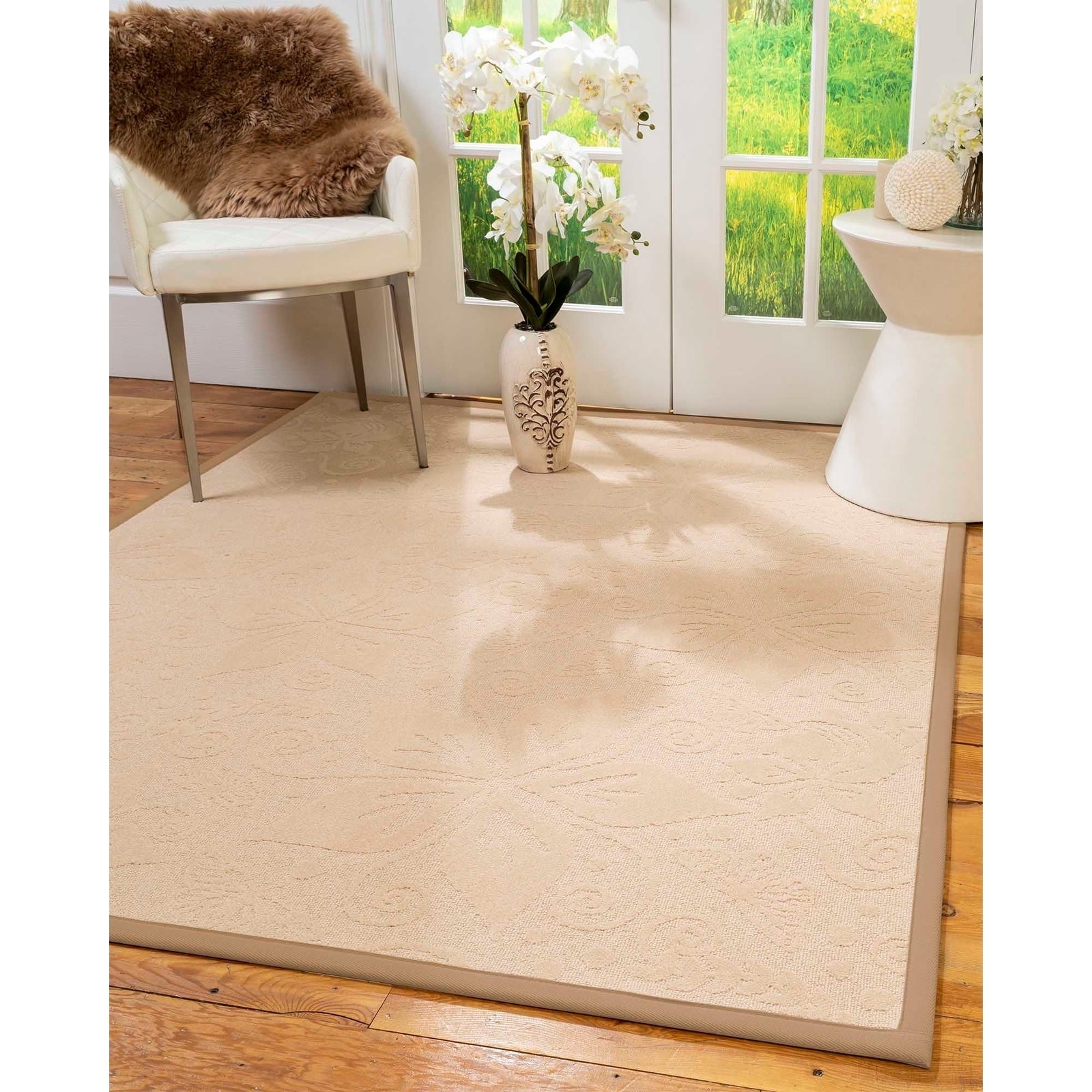 Natural Area Rugs 100, Natural Fiber Handmade Hermosa, Beige Wool Rug