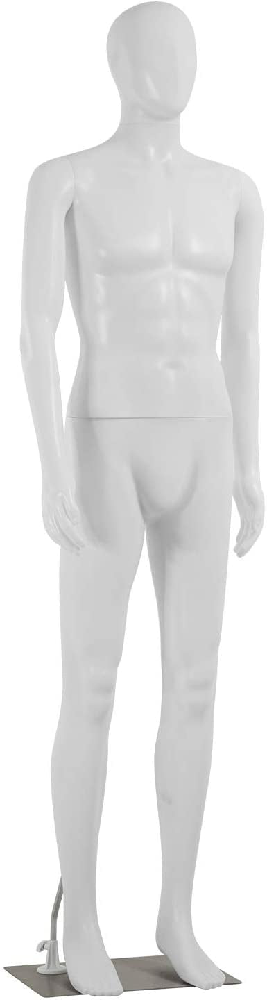 Mannequin Manikin Dress Form 73 inch Dress Model Adjustable Full Male Body Realistic Mannequin Display Head Turns W/Metal Base Mannequin Stand Torso Renewed 