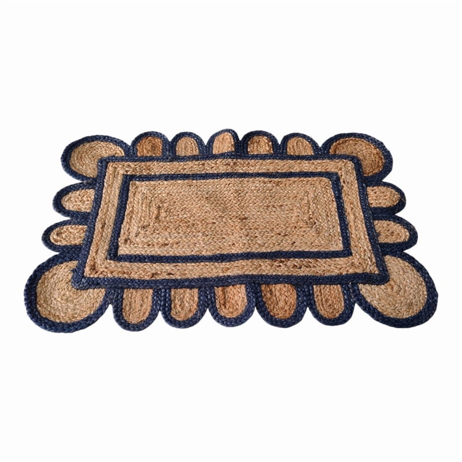 KLAVATE Scalloped Natural Mini Jute Rug