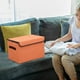thumbnail image 5 of Cubo de almacenamiento plegable grande con tapa - Organizador de 24 L con asas para armario, azul, naranja, café y rosa, 36,5 x 24,8 x 24,8 cm, 5 of 7