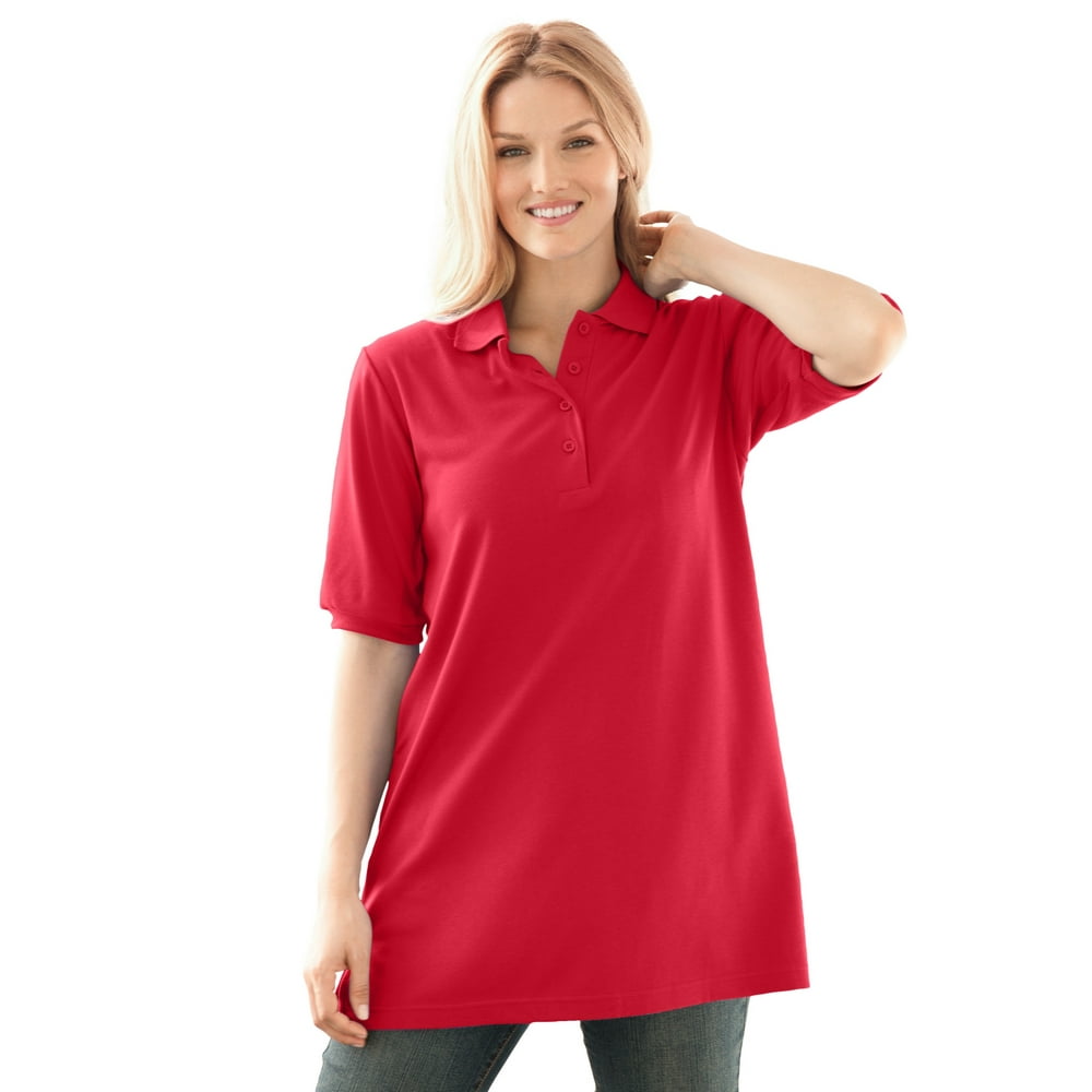 Woman Within Woman Within Women's Plus Size ElbowSleeve Polo Shirt