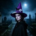 thumbnail image 6 of Fllostpr Halloween 14x15" Adult Prom Dress Up Witch Hat, Purple Light Comfortable Decor for Party Masquerade Stage Performance, 6 of 7
