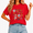 2-red, variant on Cozymy Women T-shirt Vintage Botanical Floral Graphic Tee Watercolor Flower Top for Casual Daily Wear Outfit