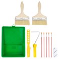 thumbnail image 1 of 13uds Pintura Rodillo Kit, Pintura Suministros Herramientas, 8 Plástico Bandeja, 4 Pintura Rodillo, Marco, Pintura Agitar Palo, 6 Química Fibra Pintura Cepillos, para Cuadro, 1 of 8