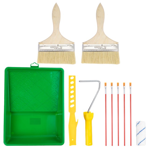 13uds Pintura Rodillo Kit, Pintura Suministros Herramientas, 8 Plástico Bandeja, 4 Pintura Rodillo, Marco, Pintura Agitar Palo, 6 Química Fibra Pintura Cepillos, para Cuadro