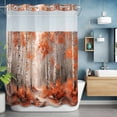 thumbnail image 6 of No Hook Shower Curtain with Snap in Liner, Abstract Autumn Birch Forest Trees Waterproof Bath Curtain Double Layers with See Through Top Window, Nature Oil Painting Style Shower Curtains 72x84in, 6 of 9
