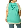 thumbnail image 4 of Agnes Orinda Women's Plus Size Short Sleeves Color Block Sport Activewear Drawstring Hoodie Top, 4 of 7