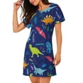 thumbnail image 2 of Fotbe Dinosaurs Bata de Dormir para Mujer con Estampado, Camisón de Algodón de Manga Corta, Ropa de Dormir Casual, 2 of 6