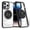 Black, variant on For iPhone 16 Plus Transparent Case (Compatible With MagSafe) With 360° Rotation Invisible Magnetic O-Ring Stand Military-Grade Shockproof Phone Case,Purple,For iPhone 16 Plus