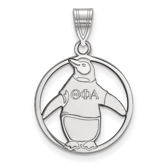 925 Sterling Silver Rh-plated LogoArt Theta Phi Alpha Medium Circle Pendant; for Adults and Teens; for Women and Men
