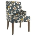 thumbnail image 3 of Floral Patterned Fabric Upholstered Dining Chair with Swoop Armrests and Wooden Feet, Multicolor- Saltoro Sherpi, 3 of 3