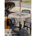 thumbnail image 5 of Outdoor Tablecloth with Umbrella Hole for Patio/Picnic/Party/Camping, Ocean Compass Waterproof Table Cloth Square Cover Washable, Vintage Coastal Starfish Shell Conch Beige (60"x 60"), 5 of 8